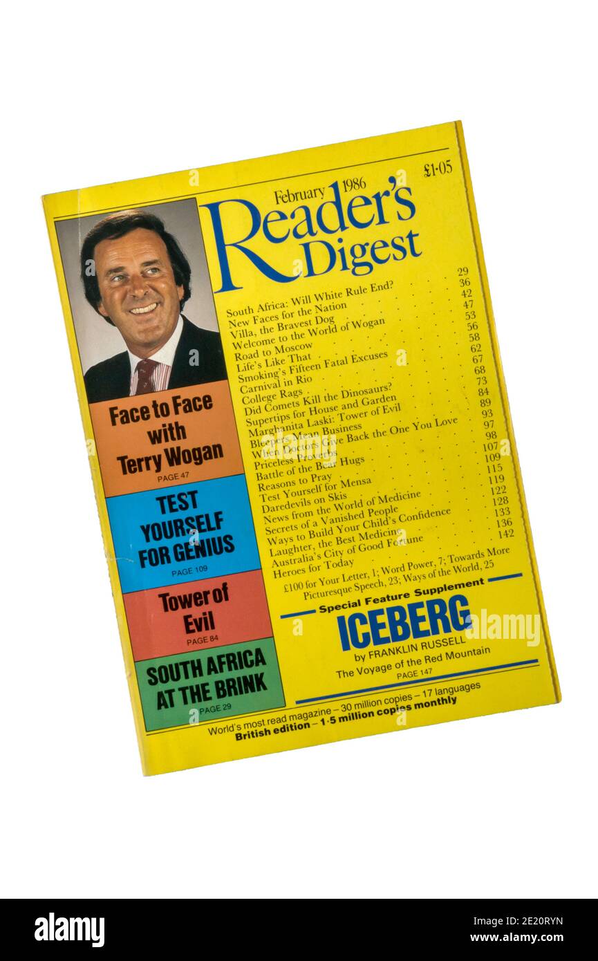 Una copia della rivista Reader's Digest di febbraio 1986. Foto Stock