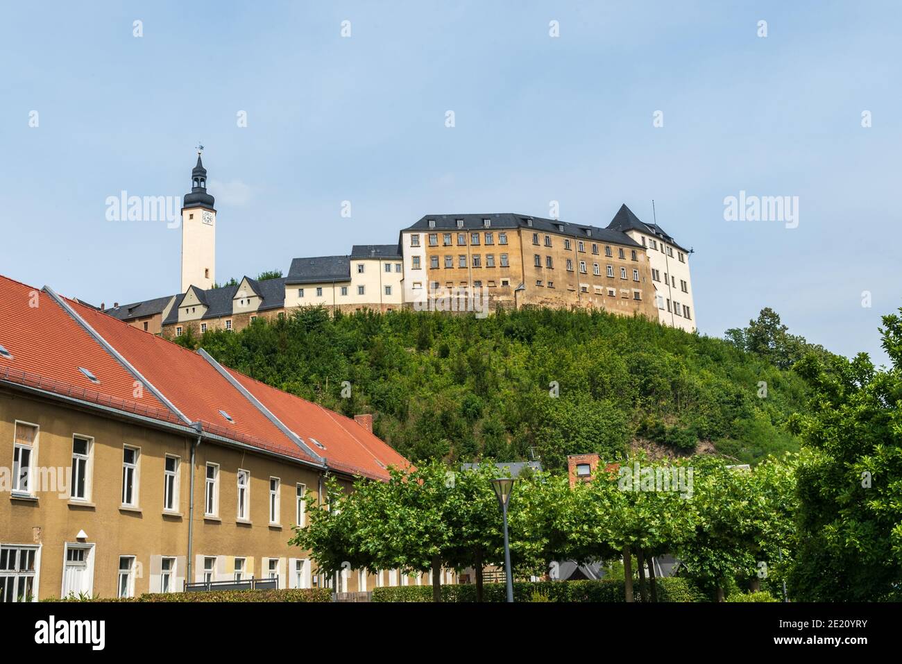 Oberes Schloss castello nella città di Greiz a Elestertal in Germania Foto Stock