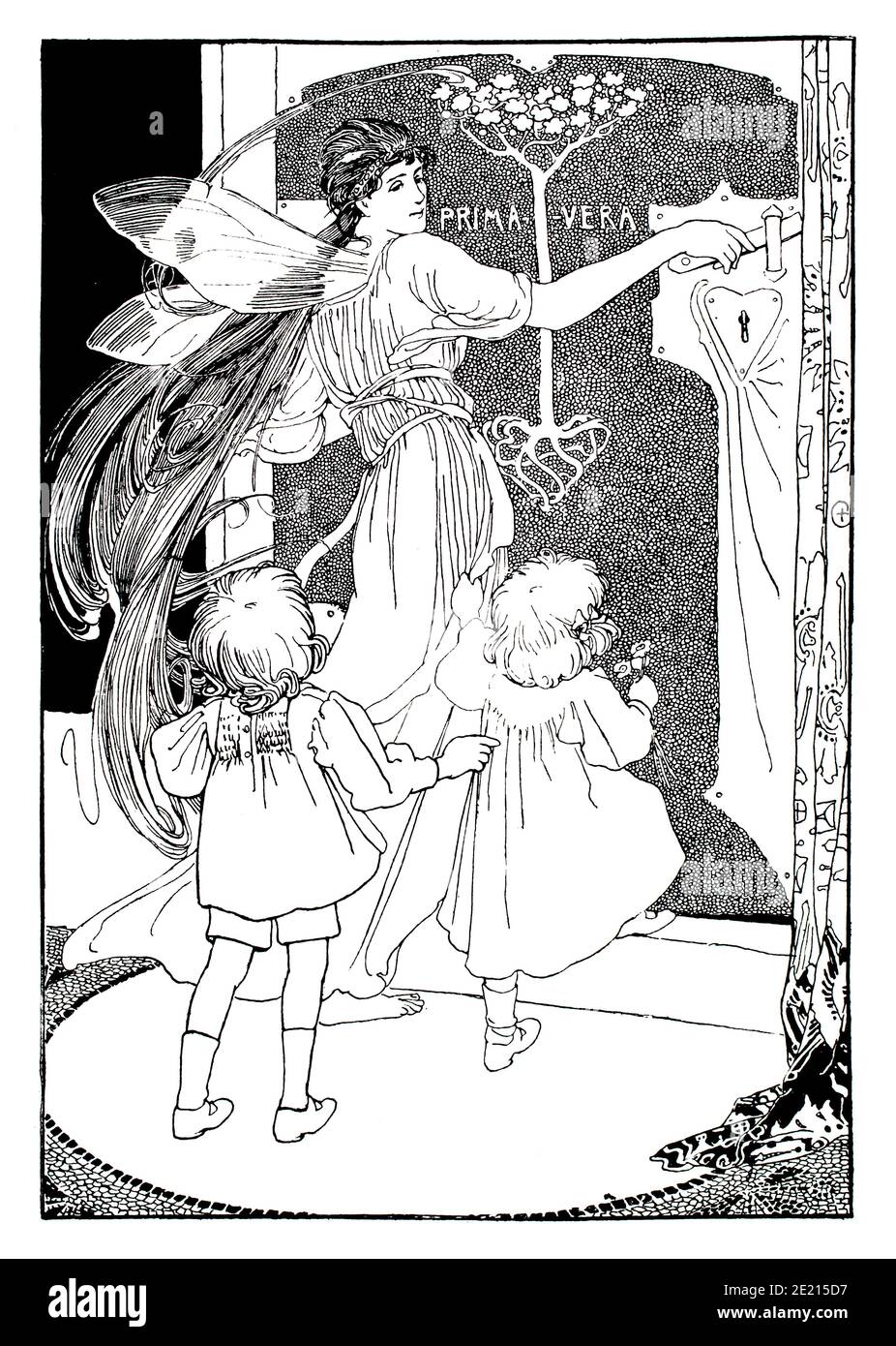 Fata apertura porta, libro illustrazione da a dire il re il cielo è caduta (Blackie & Son), dall'artista Alice B Wooward, dal 1897 The Studio An Ill Foto Stock