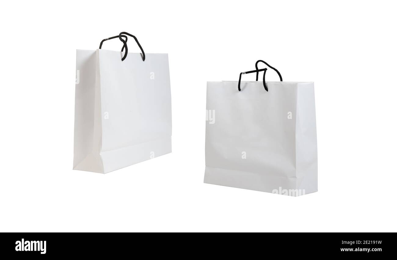 fock up shopping bag studio girato sfondo bianco Foto Stock