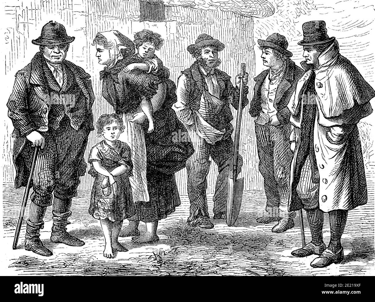 Persone, country people from Ireland in 1870 / Leute, Landbewohner aus Irland im Jahre 1870, Historisch, storico, digitale riproduzione migliorata di un originale del 19 ° secolo / digitale Reproduktion einer Originalvollage aus dem 19. Jahrhundert, Foto Stock