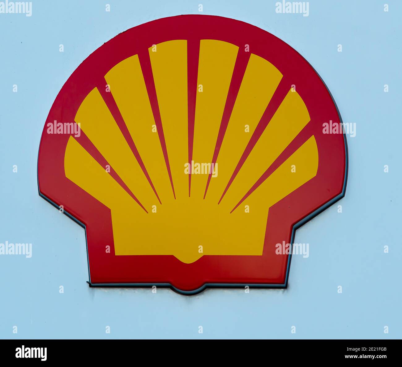 Logo della stazione di benzina della shell, immagine ravvicinata. Foto Stock