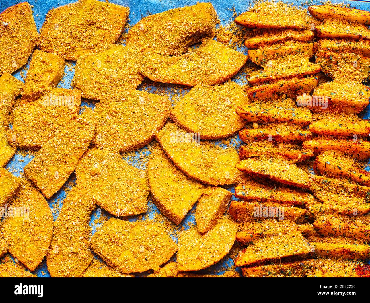 Vietarisches Essen aus Pumpkin und Potatto Foto Stock