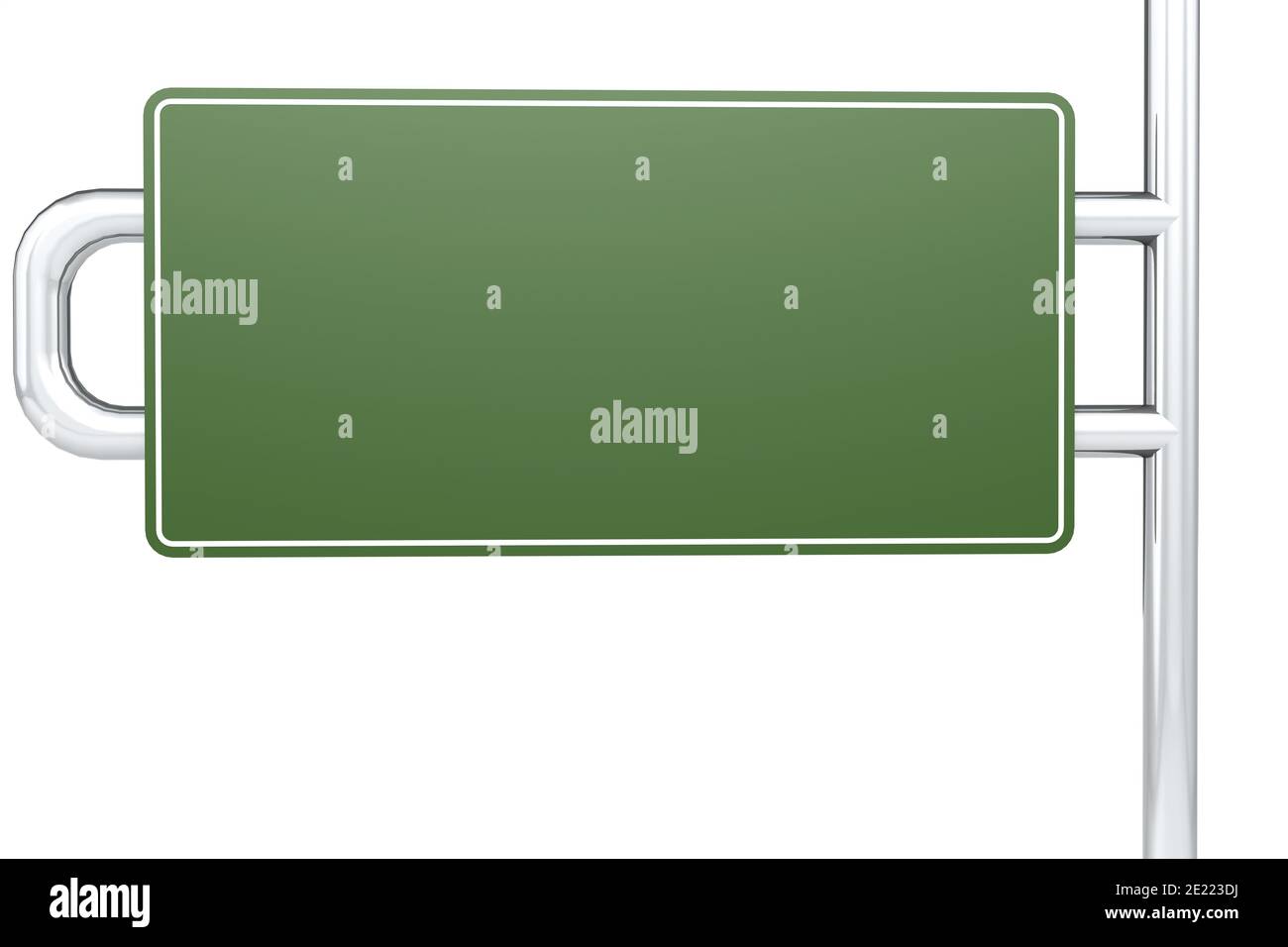 Rendering 3D di un segnale stradale verde vuoto con una sfondo bianco - perfetto per posizionare il testo Foto Stock