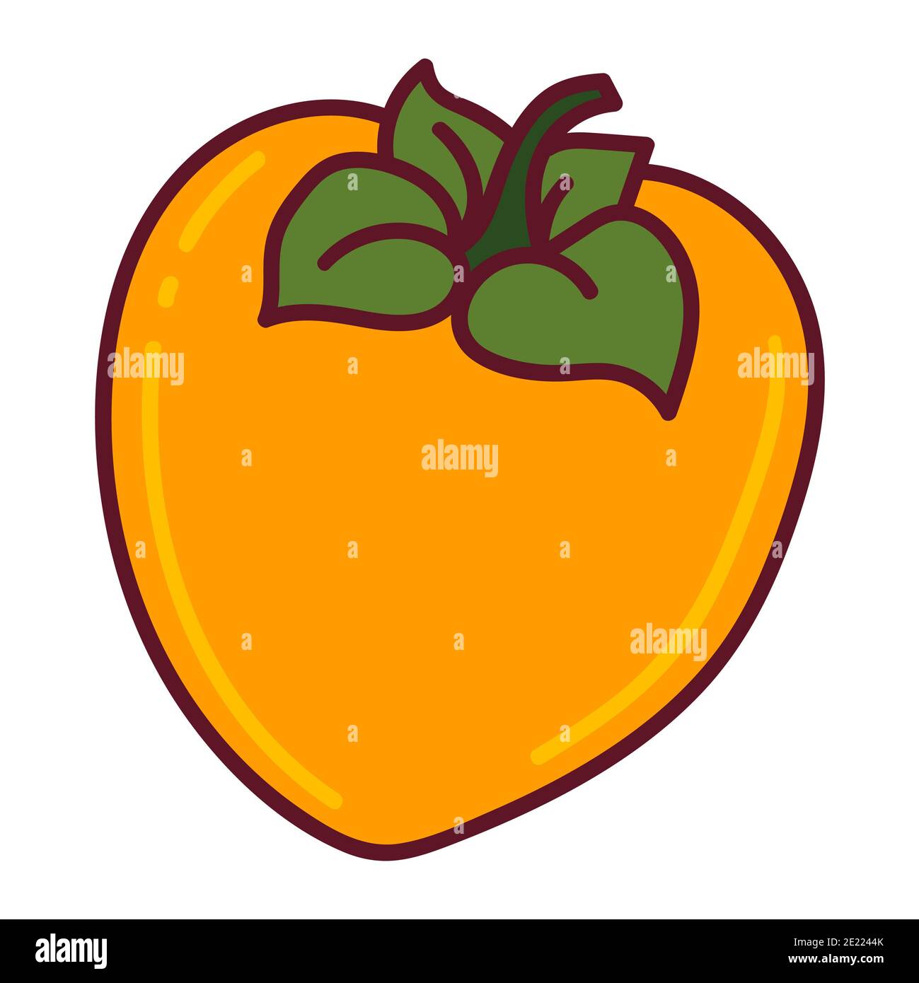 Persimmon. Mano tirato doodle persimmon frutta illustrazione isolato su sfondo bianco. Icona cibo, Foto Stock
