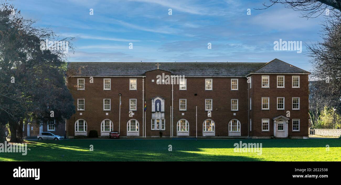 Marian College on Lansdowne Road, Ballsbridge, Dublino, Irlanda, una scuola secondaria per ragazzi, volontaria e senza pagamento. Foto Stock