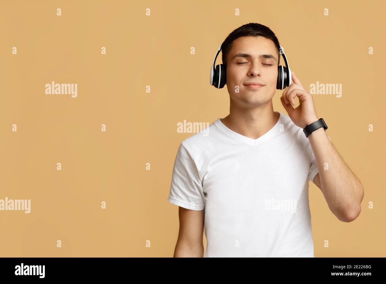 Fan della musica, canzoni preferite, pausa e relax Foto Stock