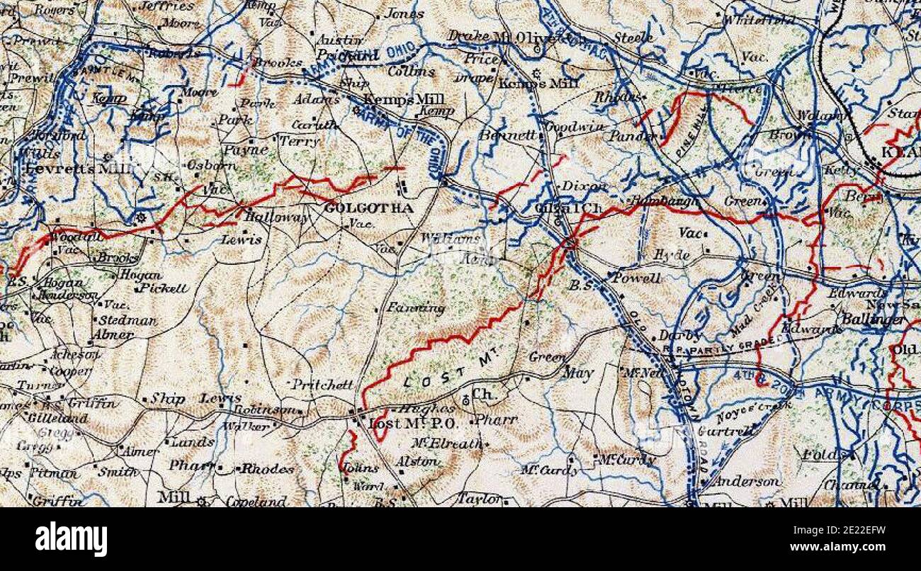 Mappe delle campagne di Sherman contro Atlanta Foto Stock