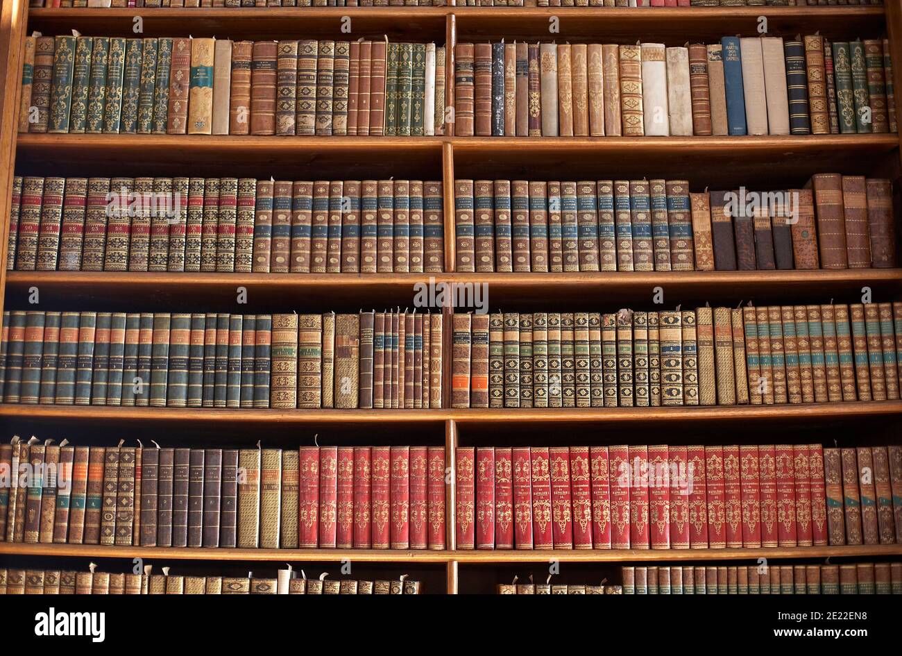scaffale di vecchi libri Foto Stock