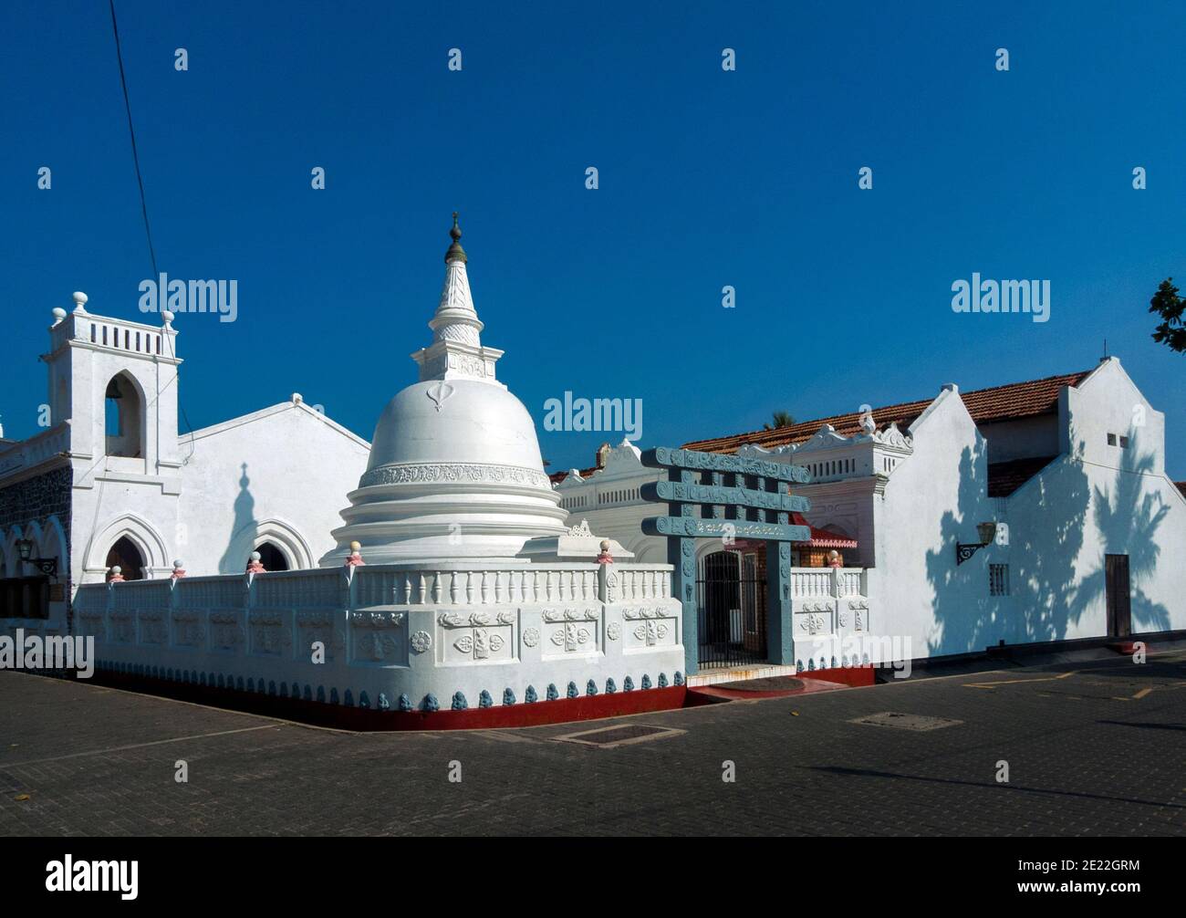 Galle, Sri Lanka, Asia: Tempio buddista di Sudharmalaya Vihara Foto Stock