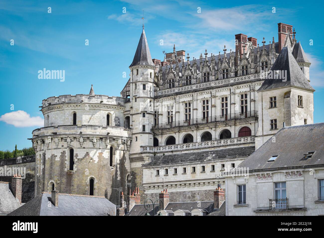 Bella vista del castello del 15 ° secolo de Amboise in Francia Foto Stock