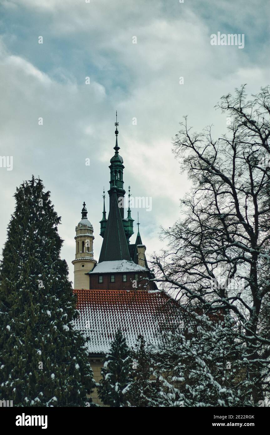 Pruhonice Park sotto la neve Foto Stock