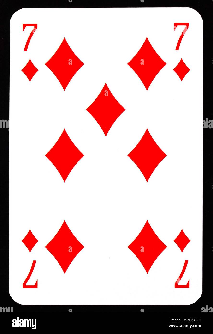 Sette di Diamanti carta da gioco isolato su nero. Foto Stock