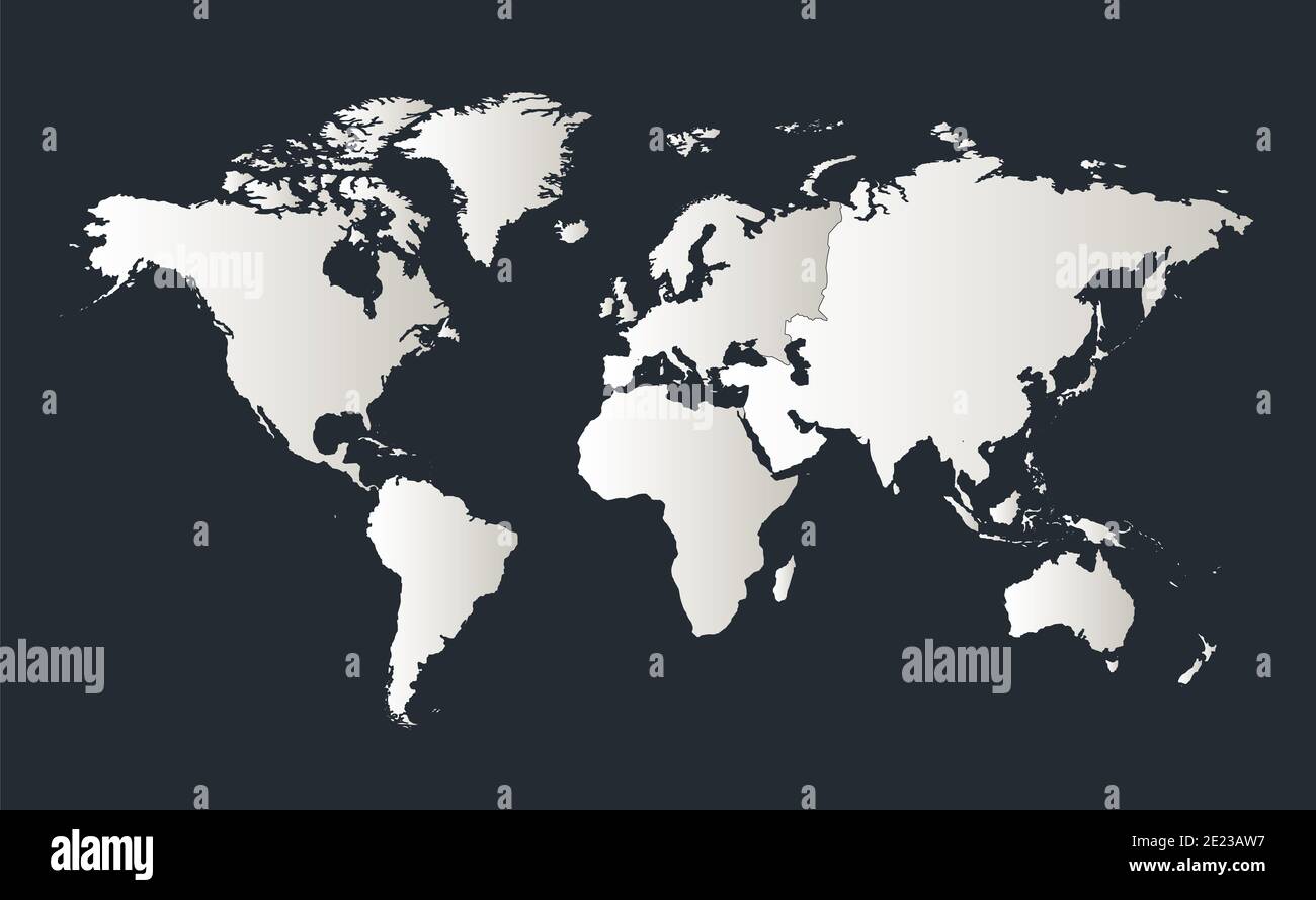 Mappa del mondo, Infographics disegno piano colori bianco neve, singolo continente vuoto Foto Stock