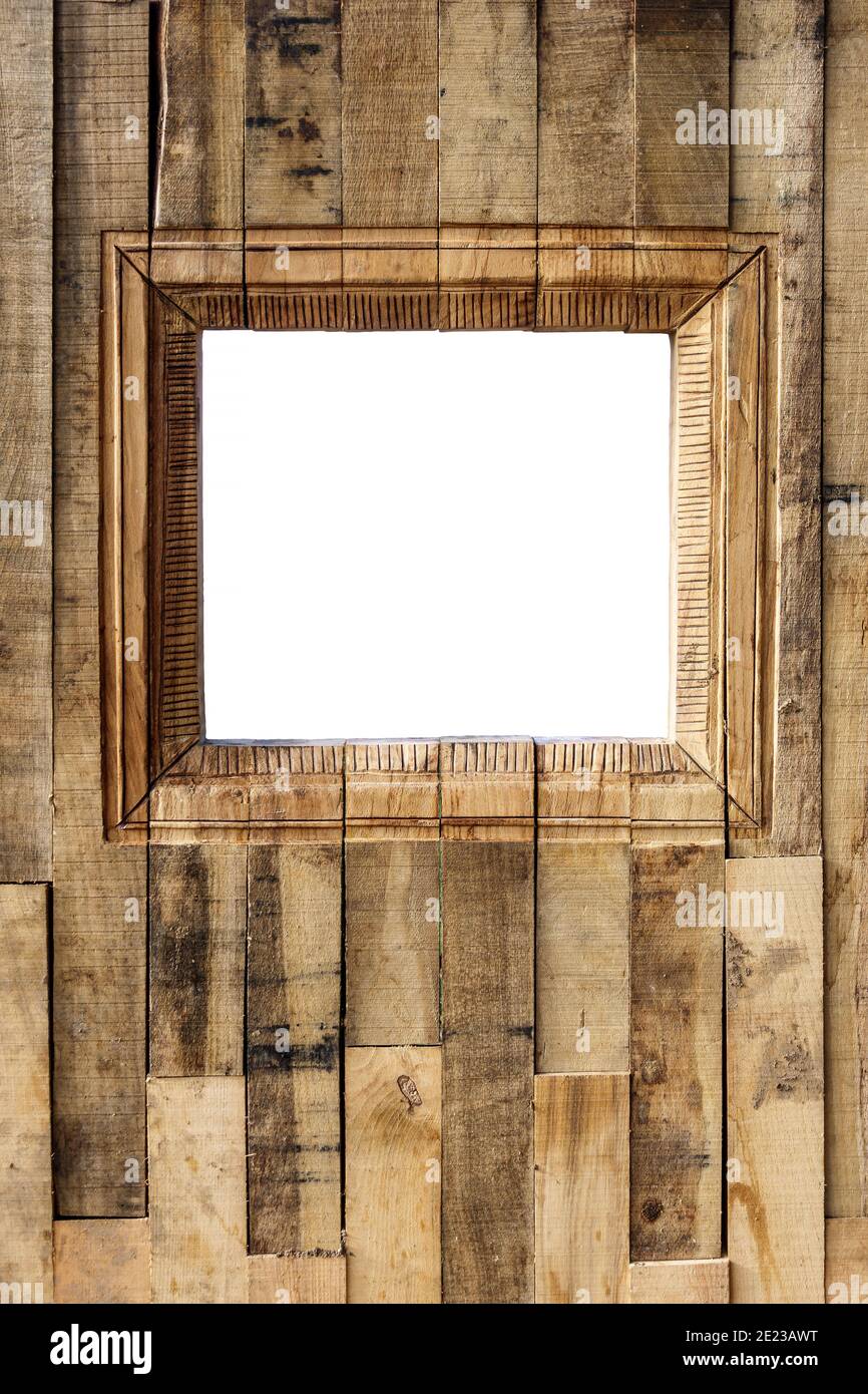 Cabina fotografica esterna in legno con spazio per fotocopie Foto Stock