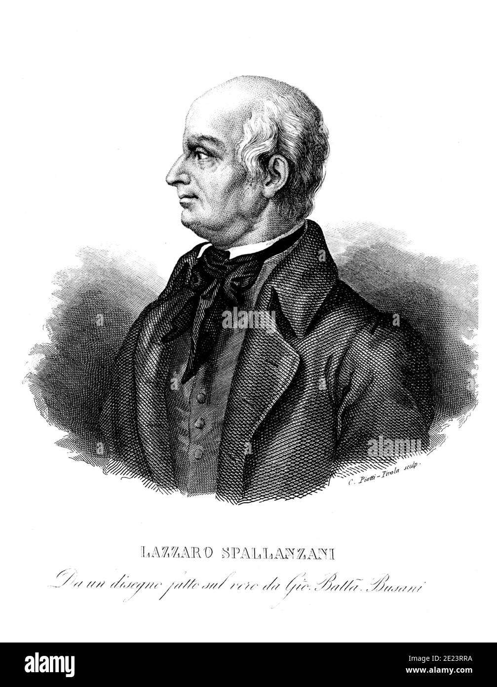 1780 ca , ITALIA : il celebre sacerdote gesuita italiano , biologo e fisiologo LAZZARO SPALLANZANI ( 1729 - 1799 ), incisione di C. Piotti Pirola dal ritratto originale di Giovan Battista Busani , pubblicato in Italia , XIX secolo . - PROFESSORE - PROFESSORE - foto storiche - foto storica - scientifico - biologico - biologico - biologico - medicina - medicina - scienza - incisione - illustrazione - FISIOLOGIA - FISIOLOGO - batteriologia - batteriologia -- - Archivio GBB Foto Stock