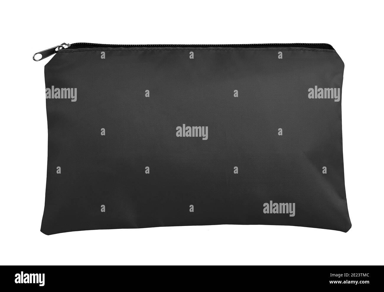 Borsa da bagno nera isolata su sfondo bianco Foto Stock