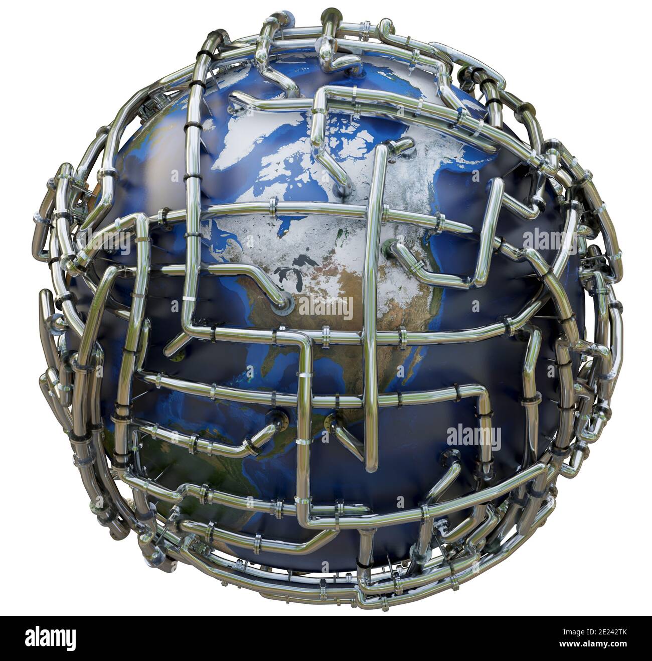 Il concetto di estrazione dei minerali sulla Terra. illustrazione 3d Foto Stock