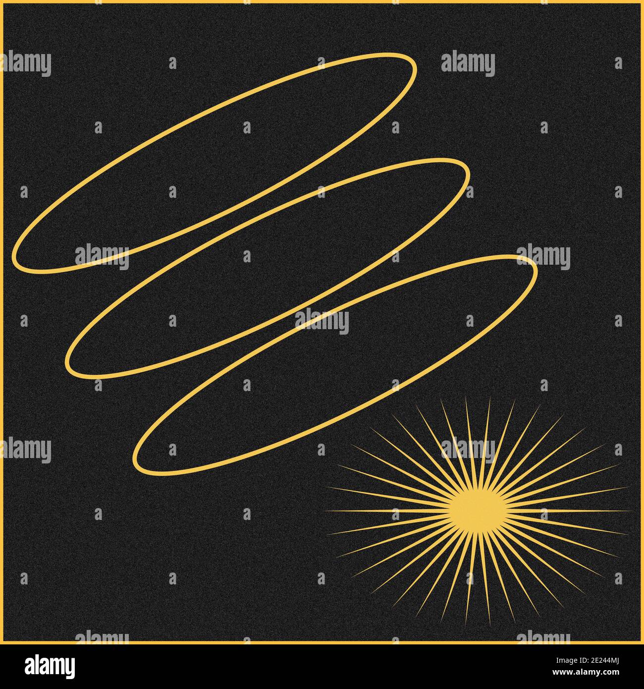 Un'immagine astratta di sfondo in oro e nero e forma ovale. Foto Stock