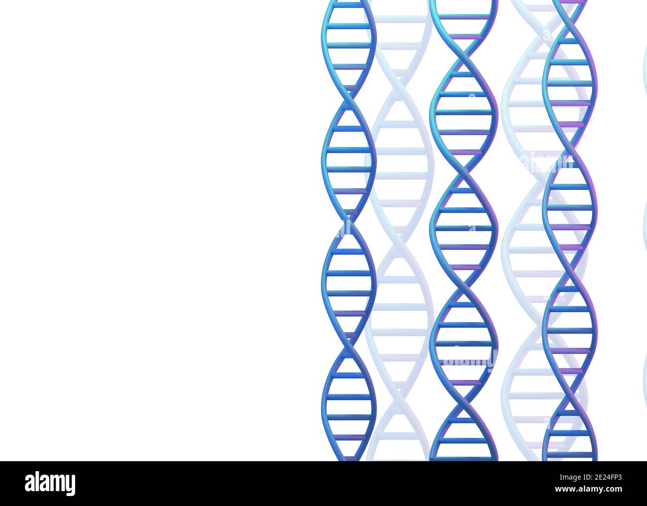 Strutture di molecole di DNA blu isolate su bianco. Scienza e tecnologia, rendering 3d Foto Stock