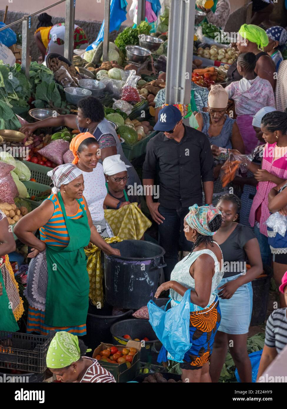 Mercado Municipale di Praia a Platone. La capitale Praia sull'isola di Santiago (Ilha de Santiago), Capo Verde nell'atlantico equatoriale. Foto Stock