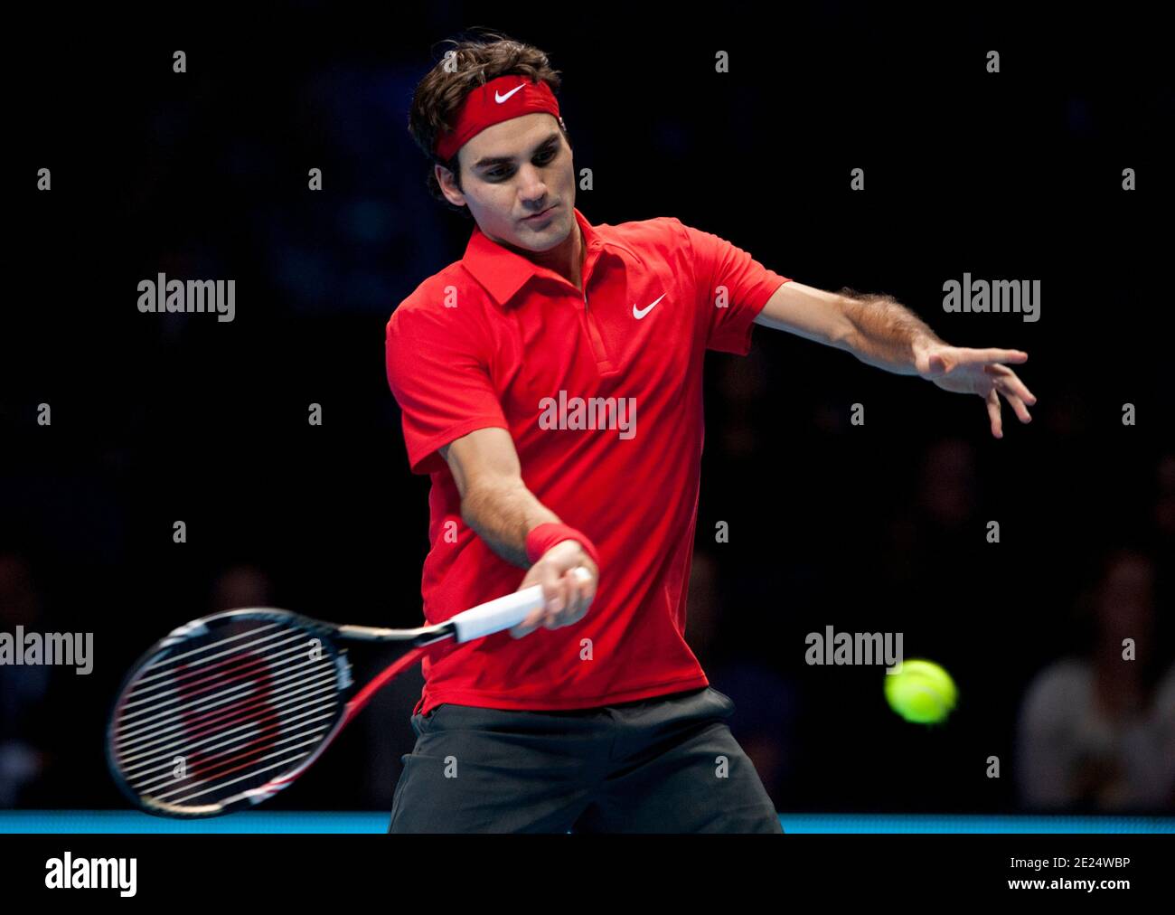 Roger Federer in azione Foto Stock