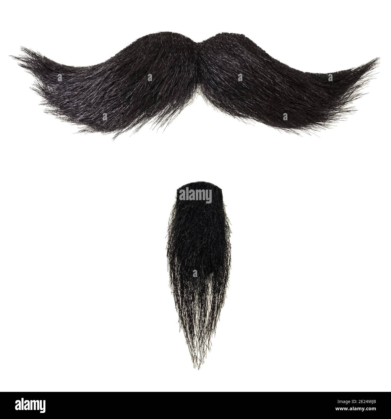 Baffi neri ricci e barba al capretto isolati su un bianco sfondo Foto Stock