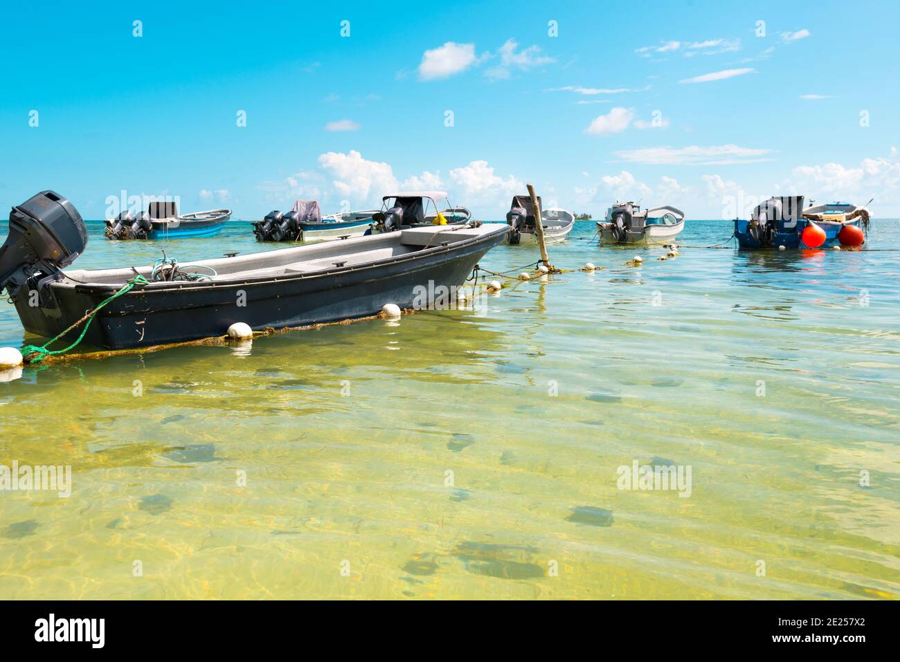 Barche a San Andres Island nei Caraibi, Colombia, Sud America Foto Stock