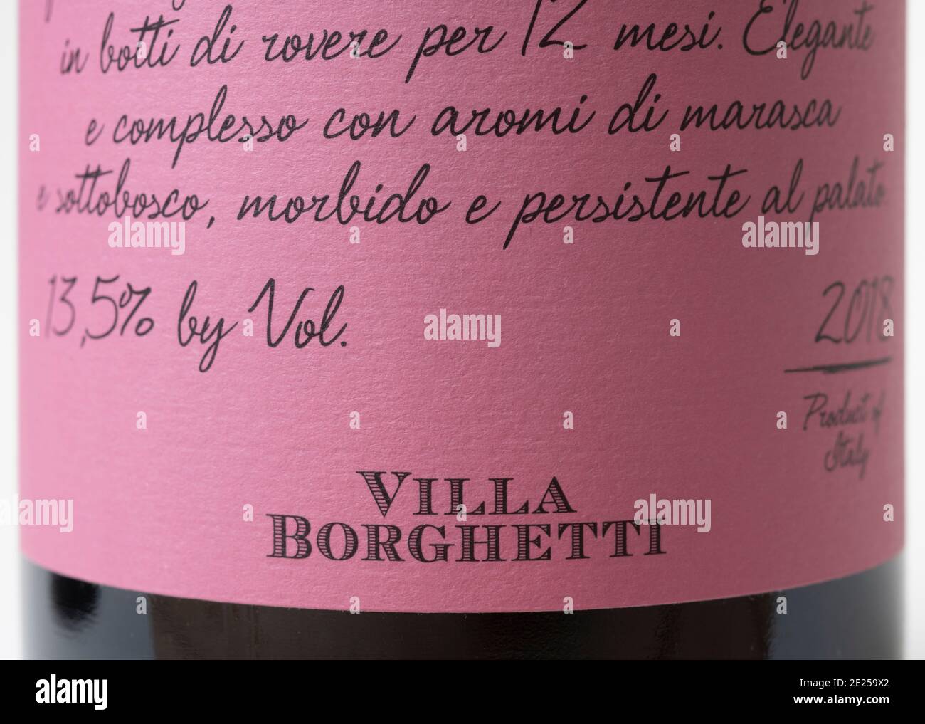 Valpolicella Ripasso 2018 Villa Borghetti etichetta bottiglia vino rosso italiano Foto Stock