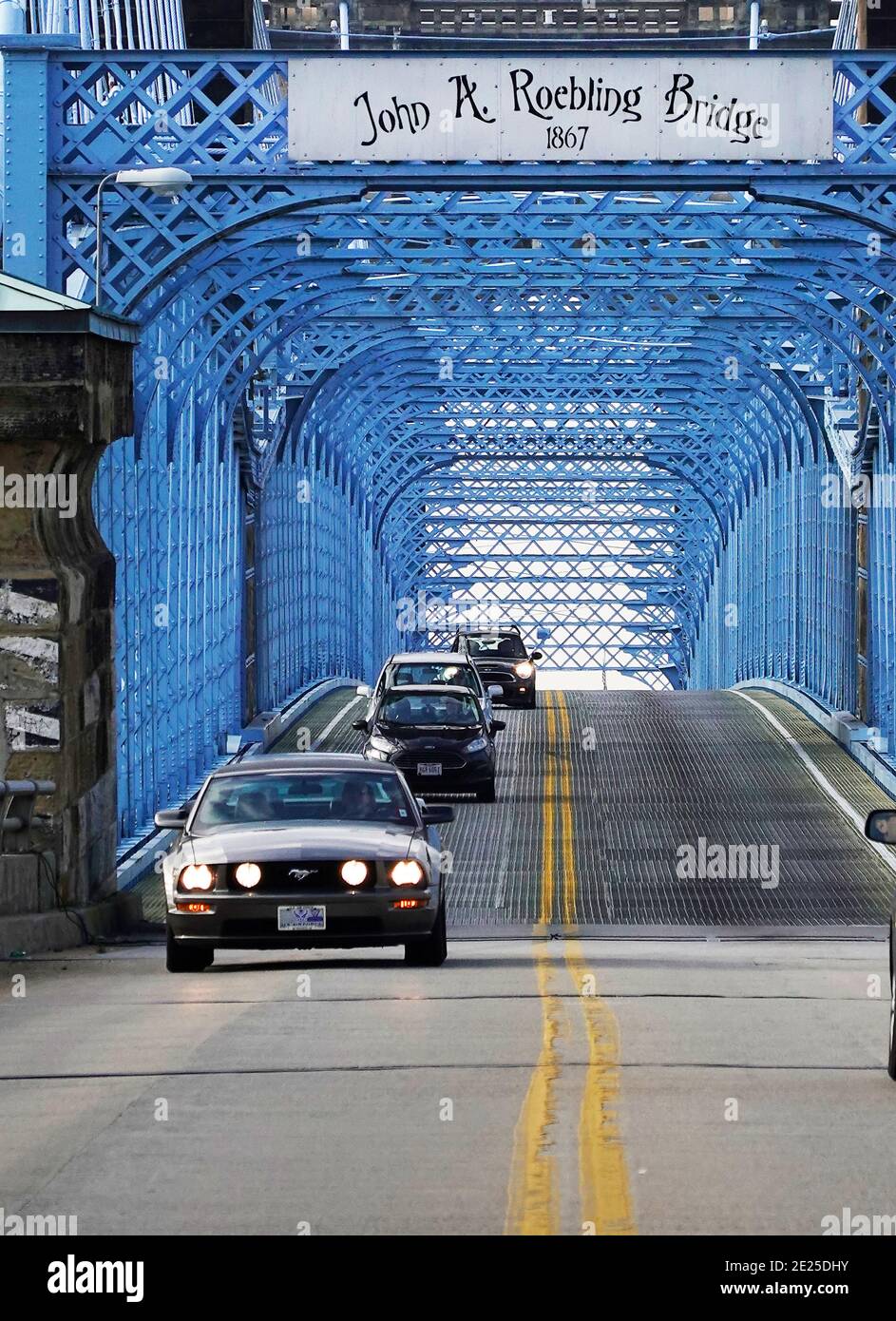 Ponte sospeso Roebling a Cincinnati, Ohio Foto Stock