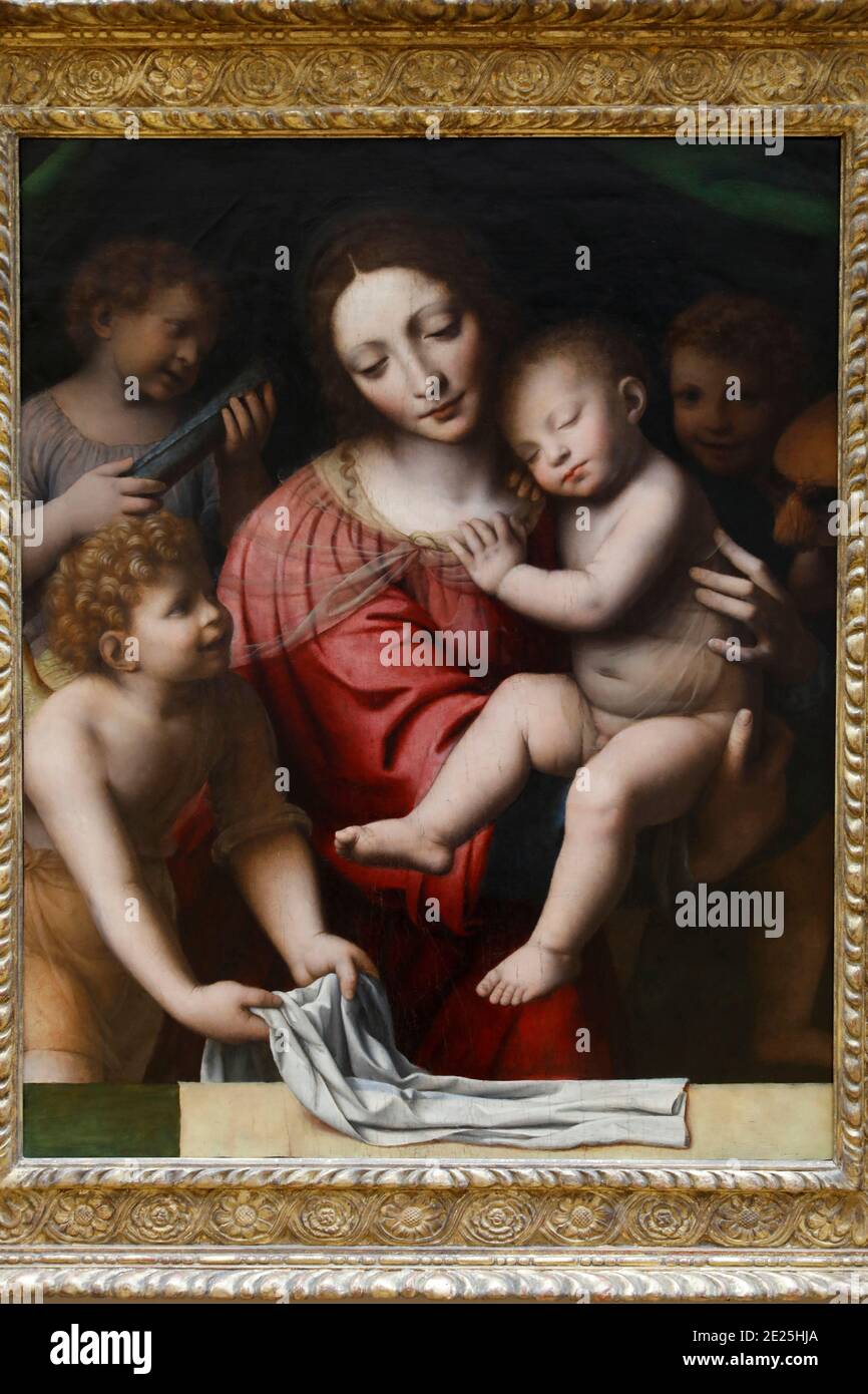 Museo del Louvre, Parigi, Francia. Bernardino Luini, Gesù che dormiva tra le braccia di Maria, c.. 1520-1530. Foto Stock