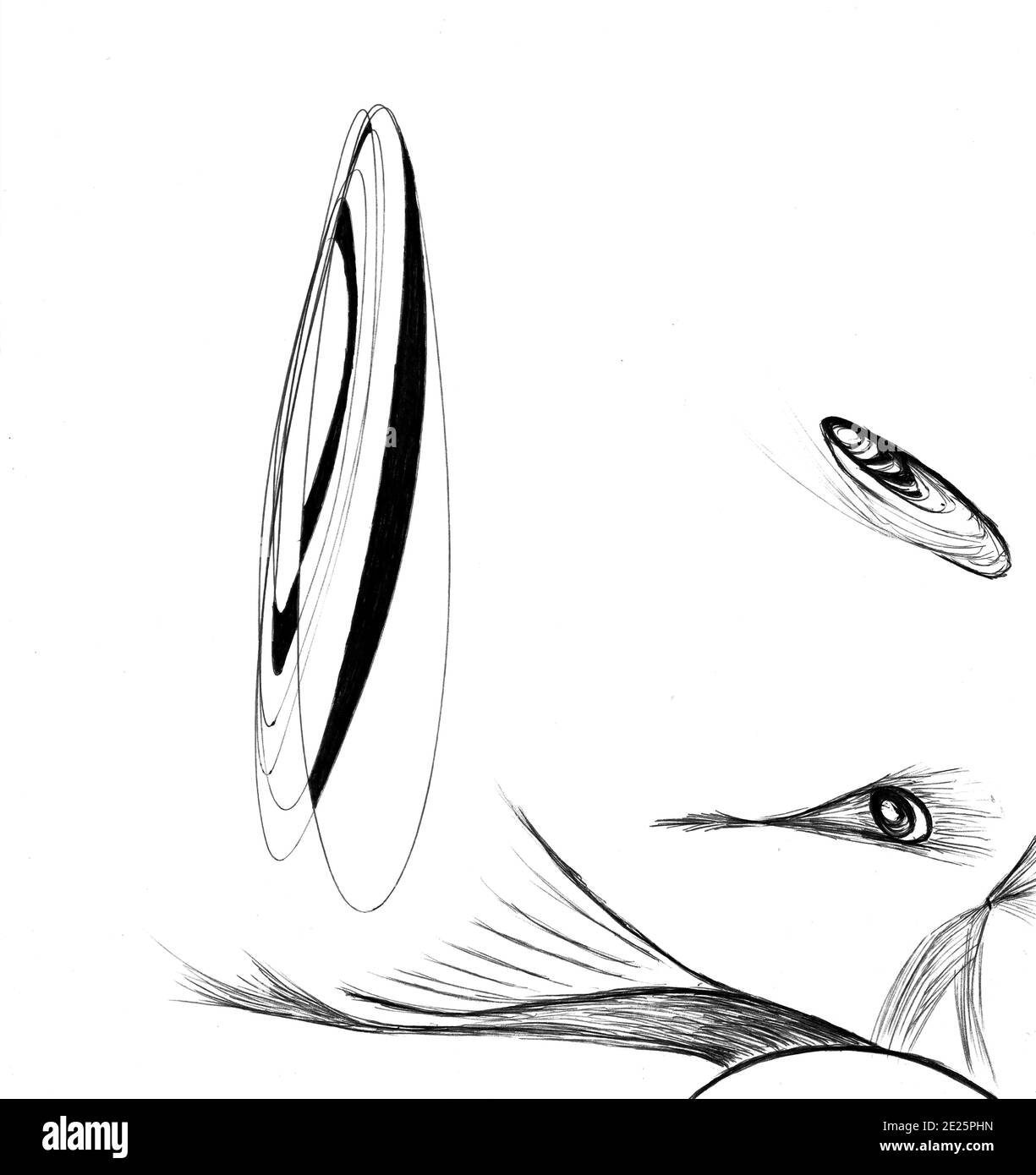 Città del Capo Sud Africa - 13-08-2019 Illustrazione stile inchiostro. Rift circolari e portali. Foto Stock