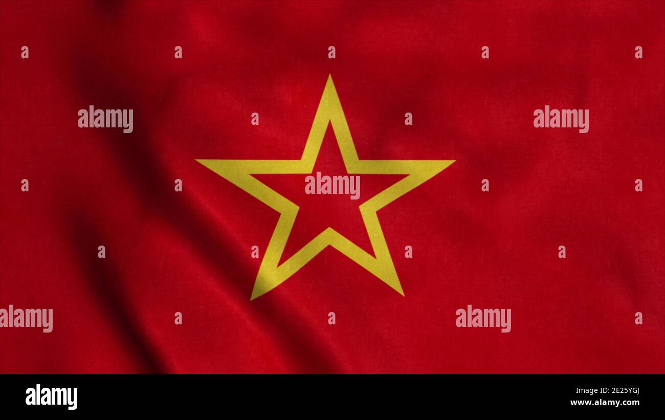 Bandiera sovietica dell'esercito rosso, che oscilla nel vento. illustrazione 3d Foto Stock