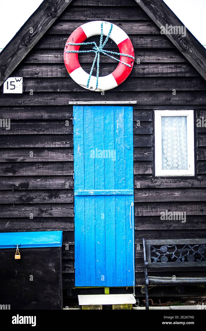 capannoni di pesca di legno Foto Stock