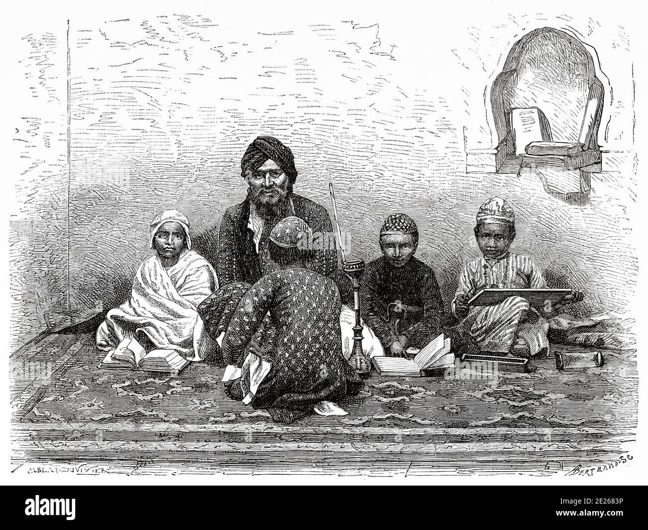 Scuola di Mohammedan ad Allahabad, Uttar Pradesh. India. Vecchia illustrazione di incisione da El Mundo en la mano 1878 Foto Stock