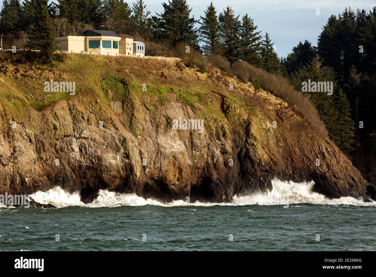 WA19087-00...WASHINGTON - il Lewis and Clark Interpretive Center si trova all'indirizzo La foce del fiume Columbia a Lewis e Clark Nazionale e Stato HIS Foto Stock