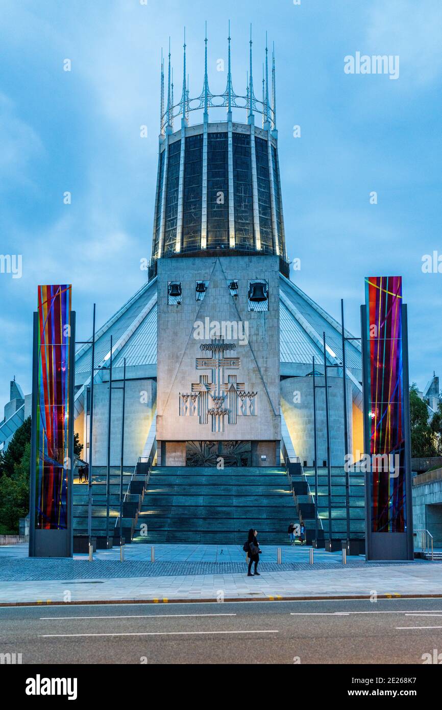 Liverpool Metropolitan Cathedral, la Metropolitan Cathedral of Christ the King Liverpool. Cattolico romano - architetto Federico Gibberd 1962-1967. Foto Stock
