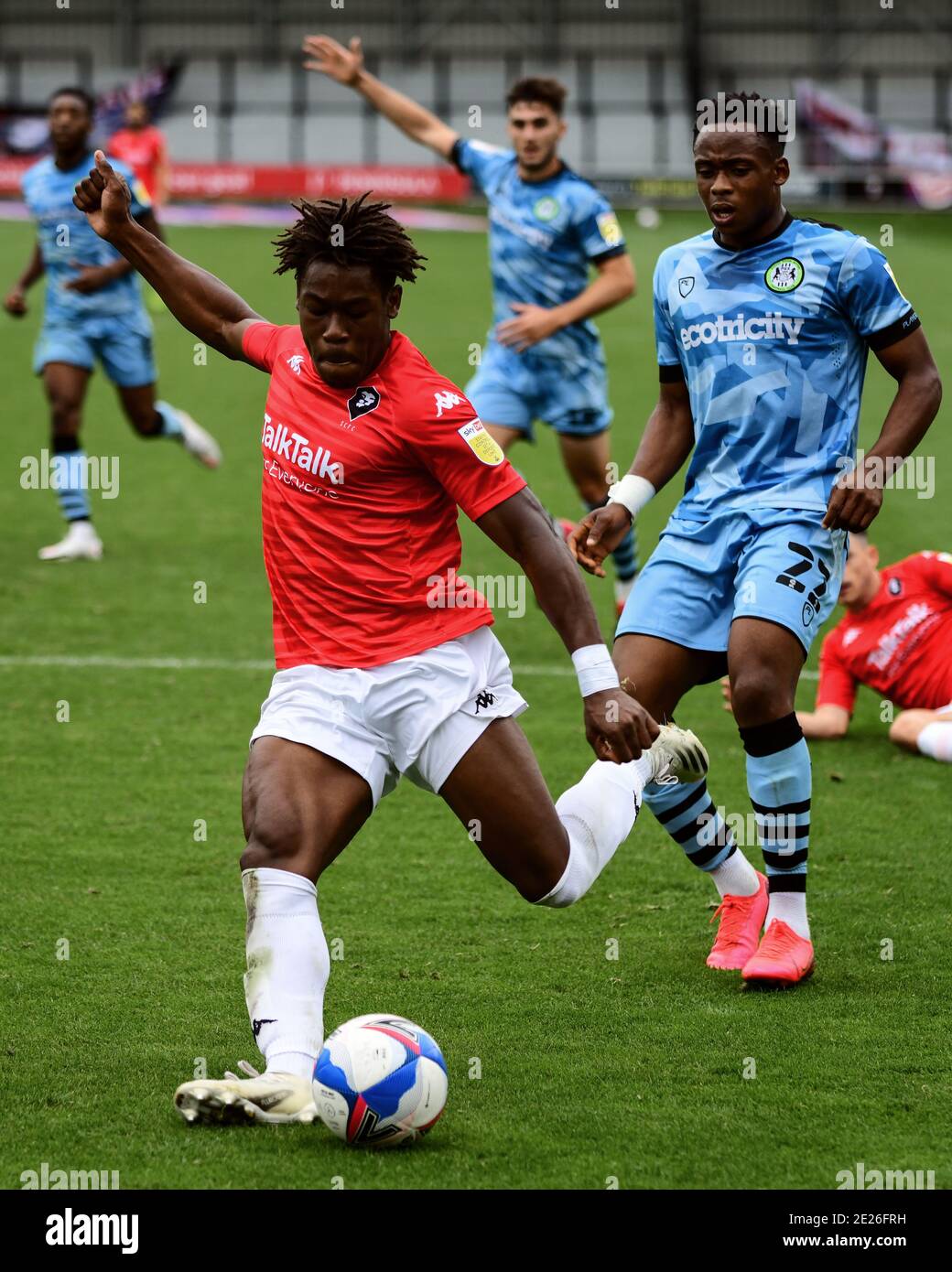 Brandon Thomas-Asante, calciatore professionista inglese che gioca come un futuro per Salford City. Foto Stock