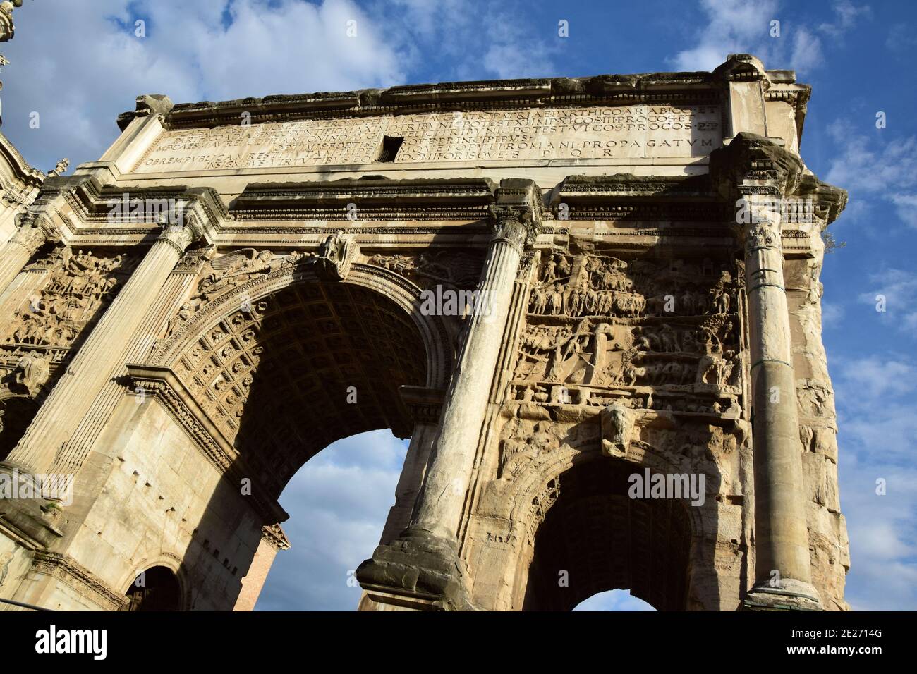 Arco di Settimio Severo - Foro Romano a Roma, Italia Foto Stock