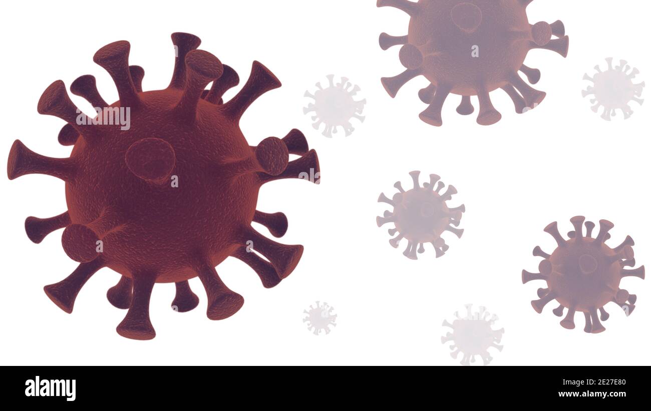 Cellule di Coronavirus Covid-19 isolate su sfondo bianco Foto Stock