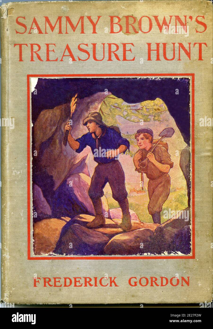 Questo è un libro vintage con una copertina illustrata. Il titolo è la caccia al tesoro di Sammy Brown o Lost in the Mountains. Pubblicato da Graham & Matlock New York.Copyright 1912 e scritto da Frederick Gordon. Foto Stock