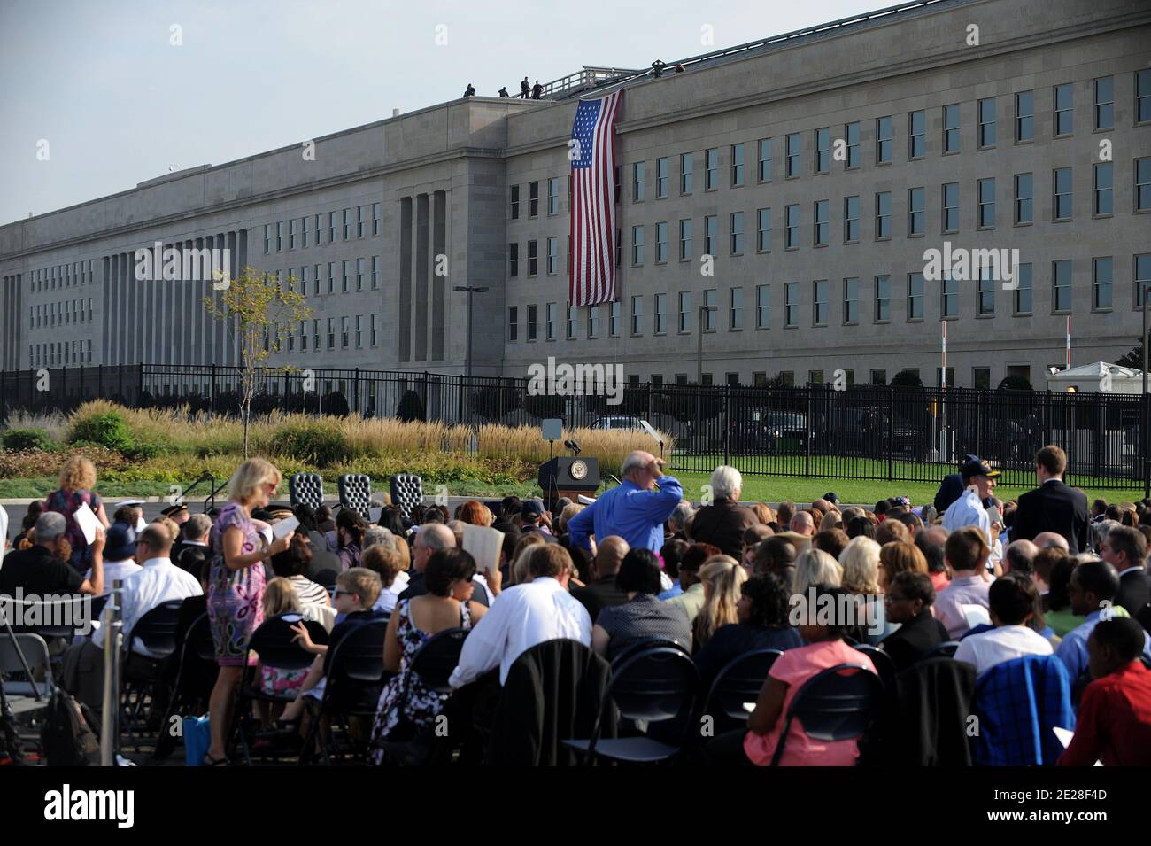 Il Pentagono commemora il decimo anniversario di 9/11 2001 attentati terroristici del 11 settembre 2011 ad Arlington, VA, USA. Foto di Olivier Douliery/ABACAPRESS.COM Foto Stock