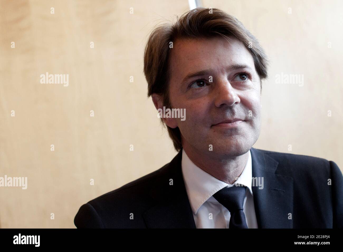 Il Ministro francese delle finanze Francois Baroin partecipa a una conferenza stampa, dopo un incontro dei Ministri delle finanze della zona franco CFA presso il Ministero delle finanze francese a Parigi, in Francia, il 19 settembre 2011. Foto di Stephane Lemouton/ABACAPRESS.COM Foto Stock