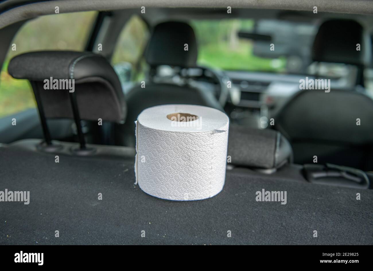 Symbolfoto Toilettenrolle Heckablage Auto Foto Stock