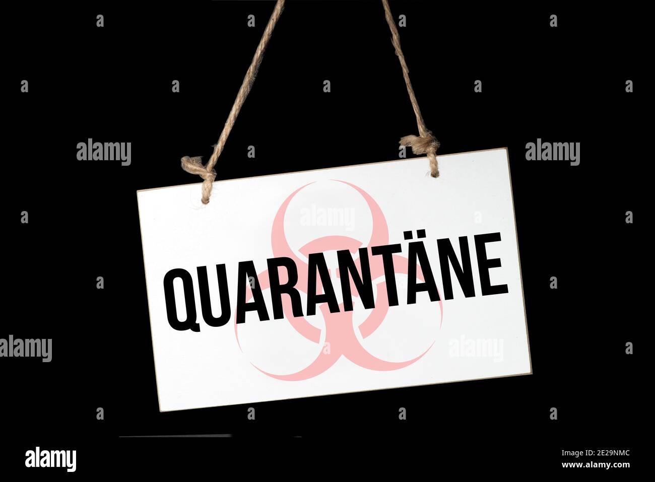 Segno che dice la quarantena Foto Stock