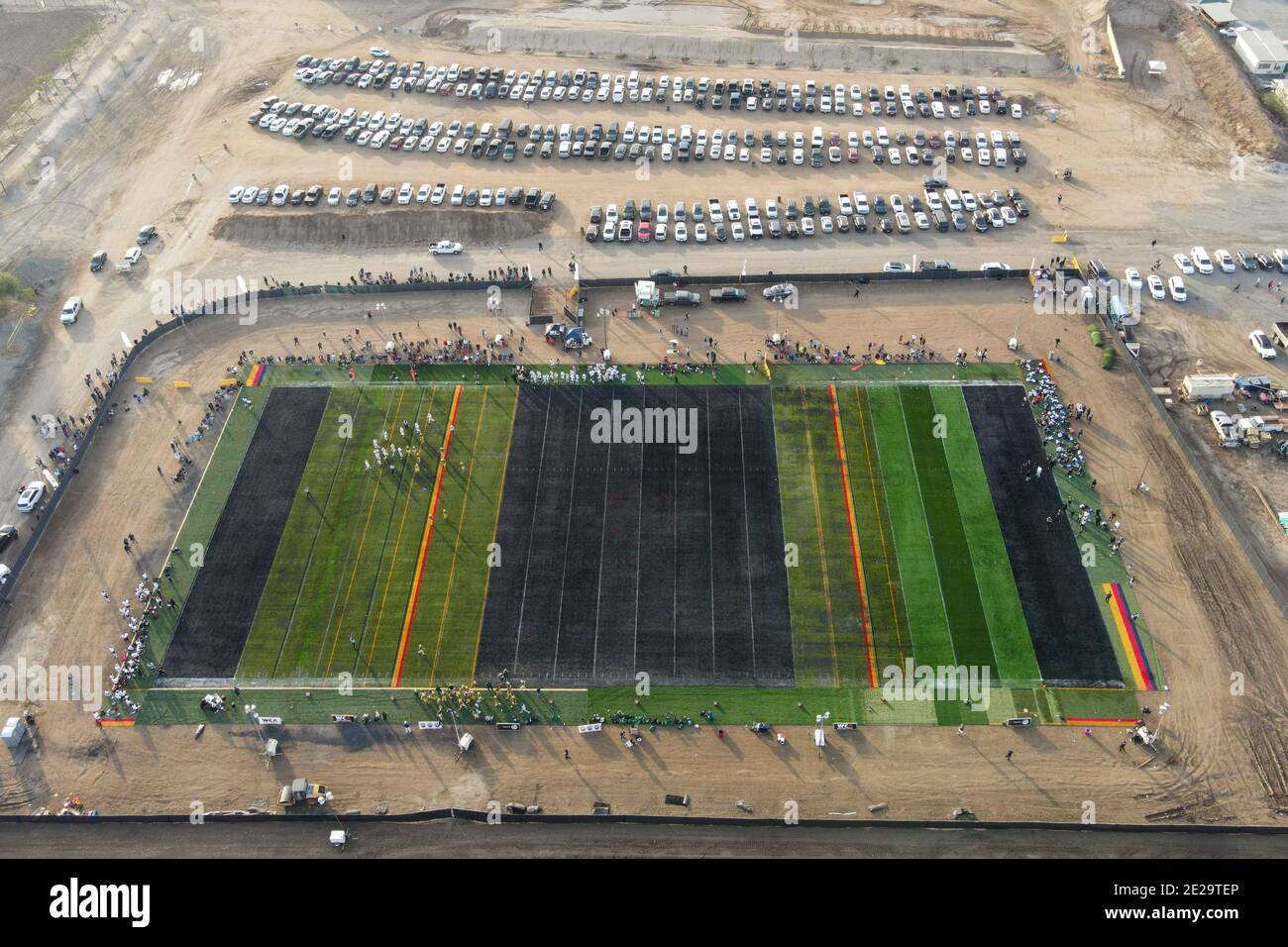 Panoramica generale del Winner Circle Athletics “Field of Dreams” che ospiterà il club di calcio delle scuole superiori in mezzo alla pandemia di coronavirus, domenica 3 gennaio 2021, a Chino, California (Dylan Stewart/immagine dello sport) Foto Stock