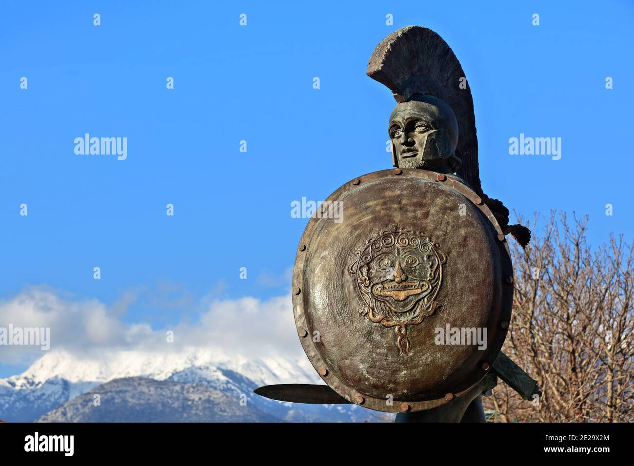 Leonidas, il leggendario re dell'antica Sparta, che morì combattendo gli invasori persiani a Termopile nel 479 a.C., nella città di Sparta, Laconia, Grecia Foto Stock