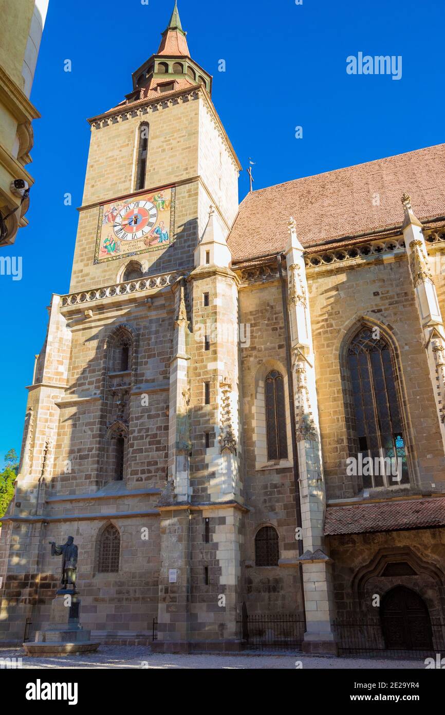 Chiesa nera a Brasov in estate. Transilvania, Romania Foto Stock