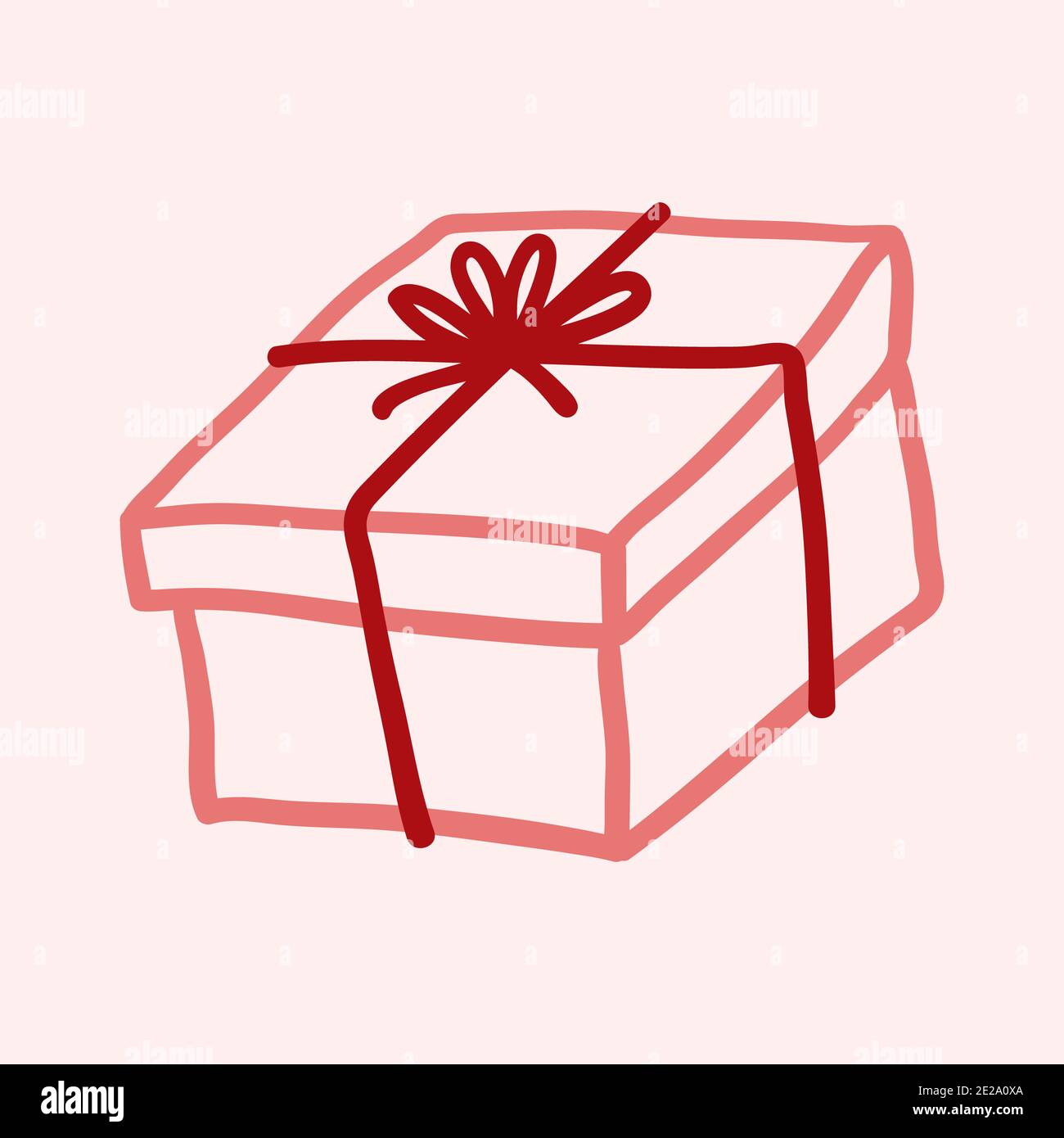 San Valentino tema doodle icona della scatola presente con un arco isolato su un rosa Foto Stock