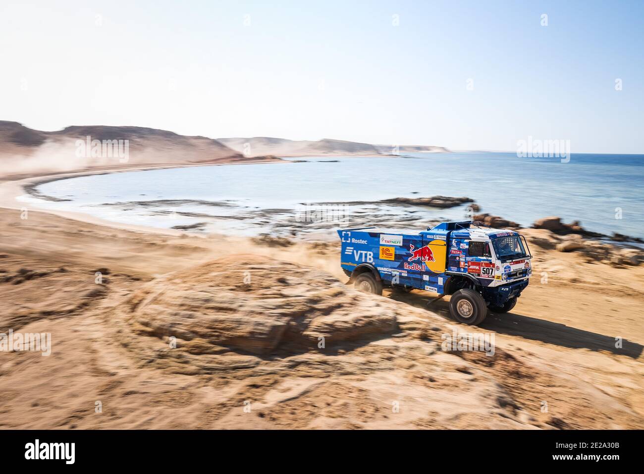 507 Sotnikov Dmitry (rus), Akhmadeev Russan (rus), Akhmazianov Ilgiz (rus), Kamaz, Kamaz - Master, Camion, Truck, azione durante la nona tappa della Dakar 2021 tra Neom e Neom, in Arabia Saudita il 12 gennaio 2021 - Foto Antonin Vincent / DPPI / LiveMedia Foto Stock